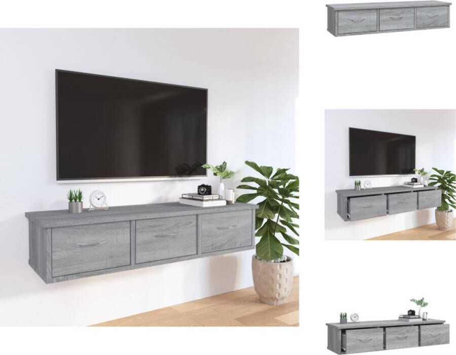 vidaXL Zwevende TV-Kast Grijs Sonoma Eiken 88x26x18.5 cm BE Wandsteun