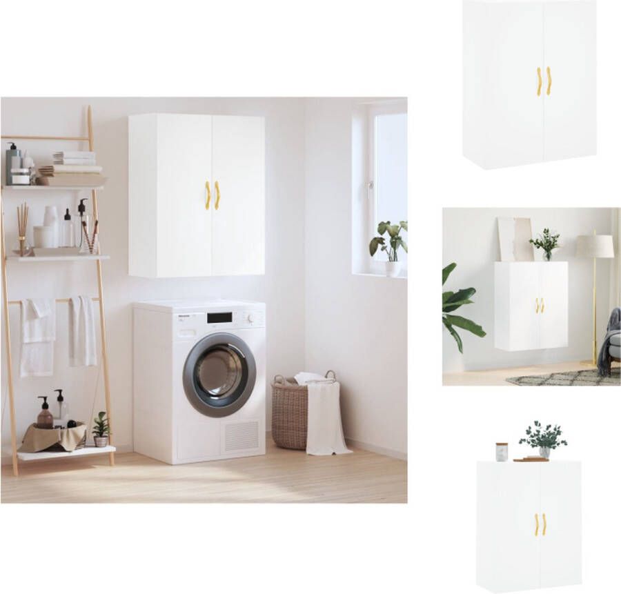 VidaXL Zwevende Wandgemonteerde Kast 69.5 x 34 x 90 cm Wit Bewerkt Hout Keukenkast