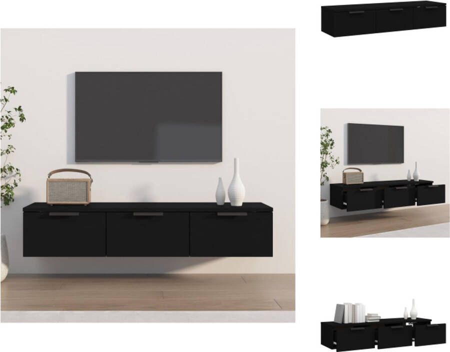 VidaXL Wandkast Wandkasten Hangkast Hangende Kast Wandkast 102x30x20 cm bewerkt hout zwart