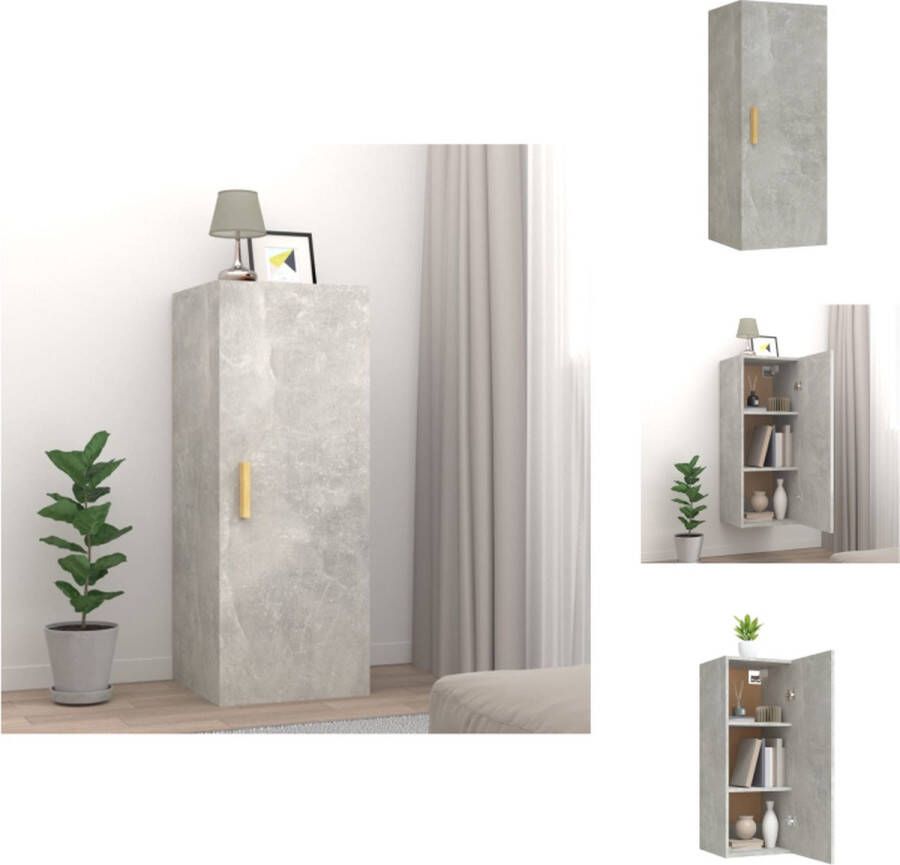 VidaXL Wandkast Wandkasten Hangkast Hangende Kast Wandkast 34 5x34x90 cm bewerkt hout betongrijs