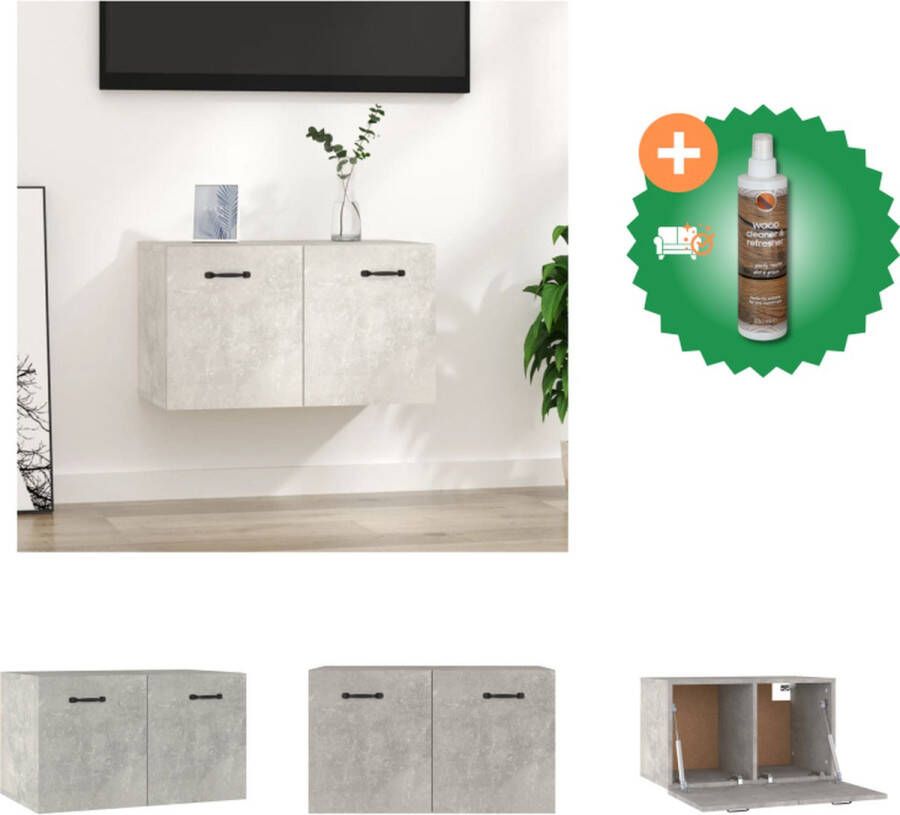 VidaXL Zwevende Wandkast Betongrijs 60 x 36.5 x 35 cm Kast Inclusief Houtreiniger en verfrisser