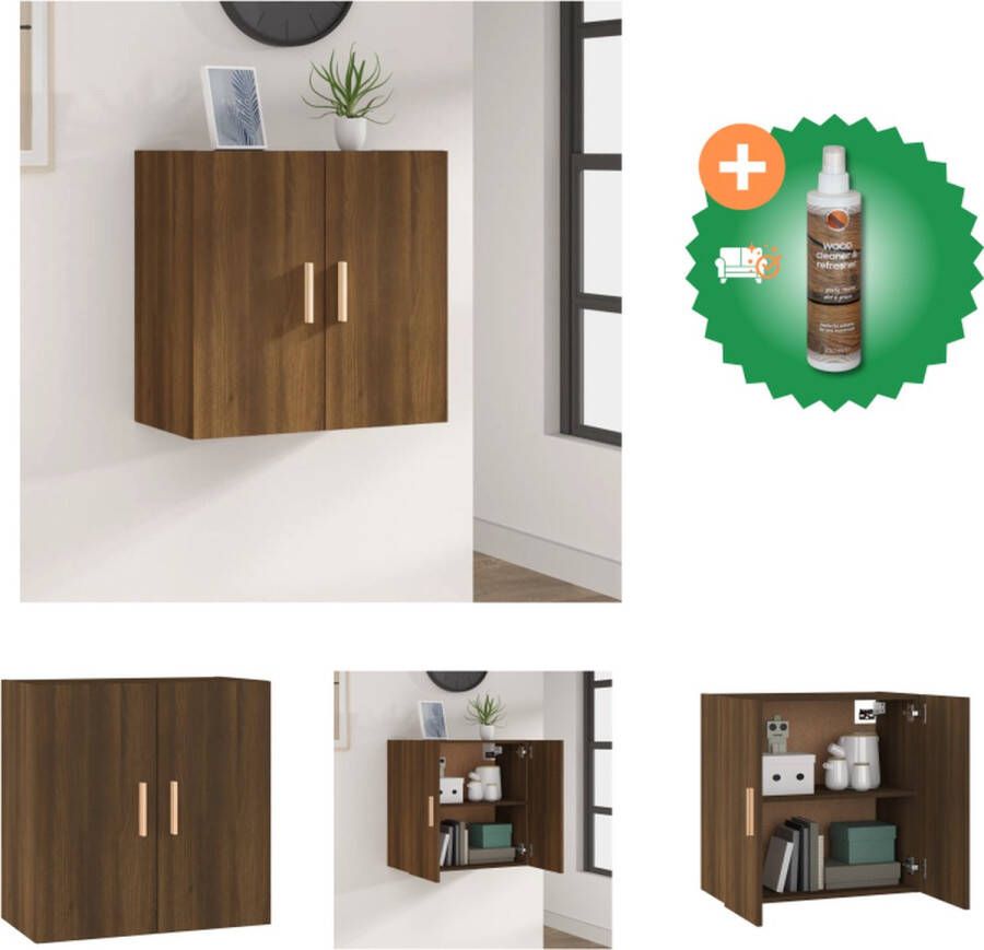 VidaXL Zwevende Wandkast Bruineiken 60 x 30 x 60 cm Scandinavische Stijl Kast Inclusief Houtreiniger en verfrisser
