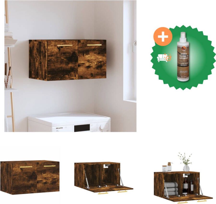 VidaXL Wandkast Decoratieve en Praktische Wandgemonteerde opbergkast Gerookt Eiken 60 x 36.5 x 35 cm (L x B x H) Montage vereist Kast Inclusief Houtreiniger en verfrisser - Foto 2