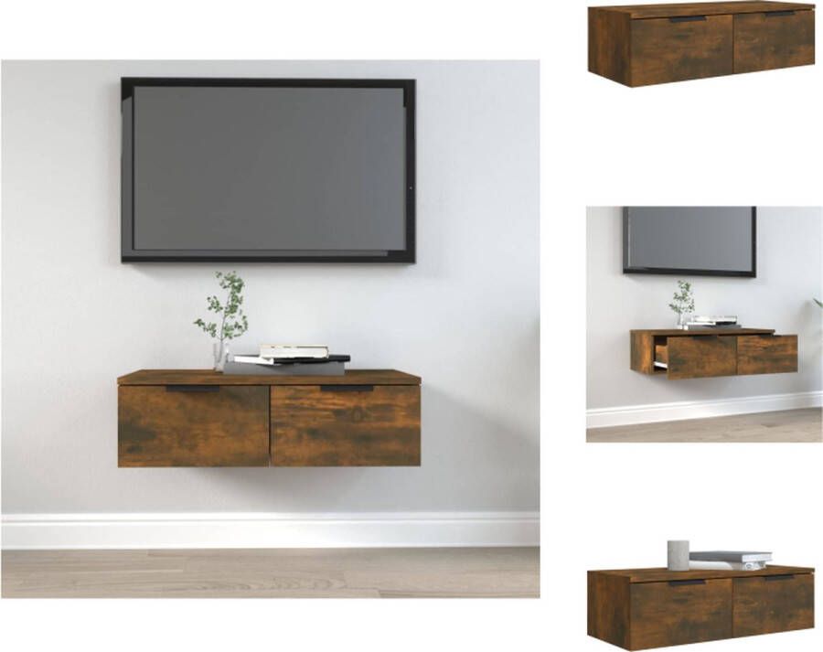 VidaXL Zwevende Wandkast Gerookt Eiken TV-meubel en Opbergruimte 68 x 30 x 20 cm Wandsteun