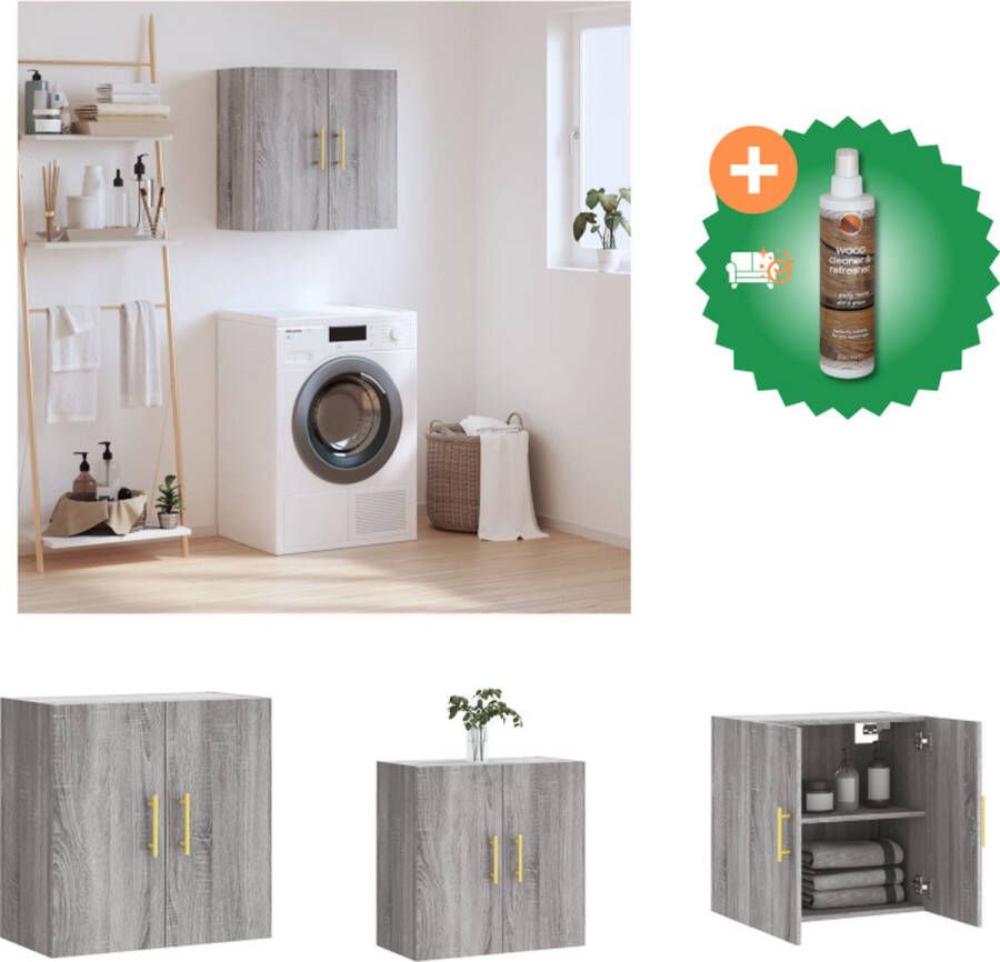 VidaXL Zwevende Wandkast Grijs Sonoma Eiken 60 x 31 x 60 cm Duurzaam materiaal Kast Inclusief Houtreiniger en verfrisser