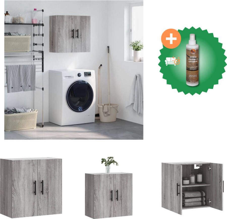 VidaXL Zwevende Wandkast Grijs Sonoma Eiken 60x31x60 cm Duurzaam bewerkt hout Kast Inclusief Houtreiniger en verfrisser