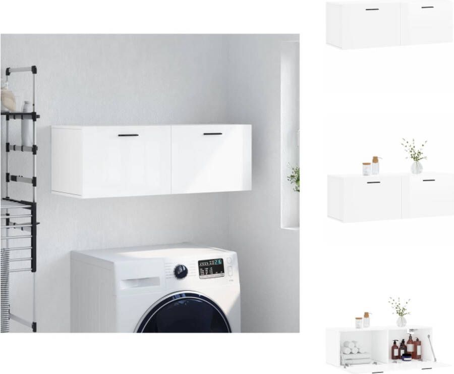 VidaXL Zwevende Wandkast Hoogglans wit 100 x 36.5 x 35 cm Duurzaam bewerkt hout Kast