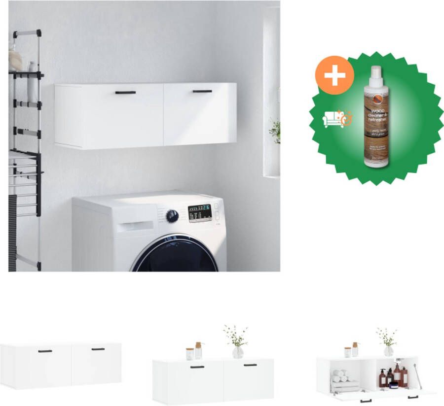 VidaXL Zwevende Wandkast Wit 100 x 36.5 x 35 cm (B x D x H) Duurzaam bewerkt hout Kast Inclusief Houtreiniger en verfrisser