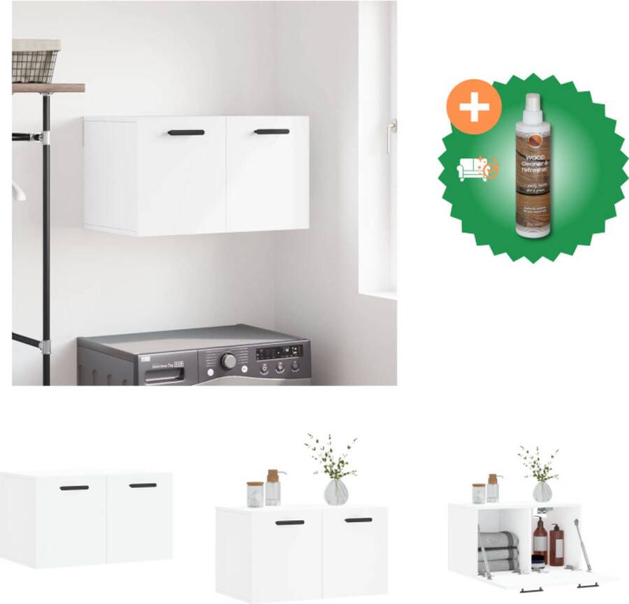 VidaXL Zwevende wandkast Wit 60 x 36.5 x 35 cm Duurzaam bewerkt hout Kast Inclusief Houtreiniger en verfrisser - Foto 2