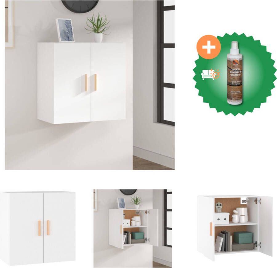 VidaXL Zwevende Wandkast Wit 60x30x60 cm Scandinavische Stijl Kast Inclusief Houtreiniger en verfrisser