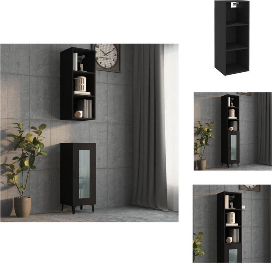 VidaXL Wandkast Wandkasten Hangkast Hangende Kast Wandkast 34-5x32-5x90 cm bewerkt hout zwart