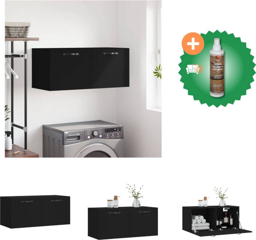 VidaXL Zwevende Wandkast Zwart 80 x 36.5 x 35 cm Bewerkt hout Kast Inclusief Houtreiniger en verfrisser