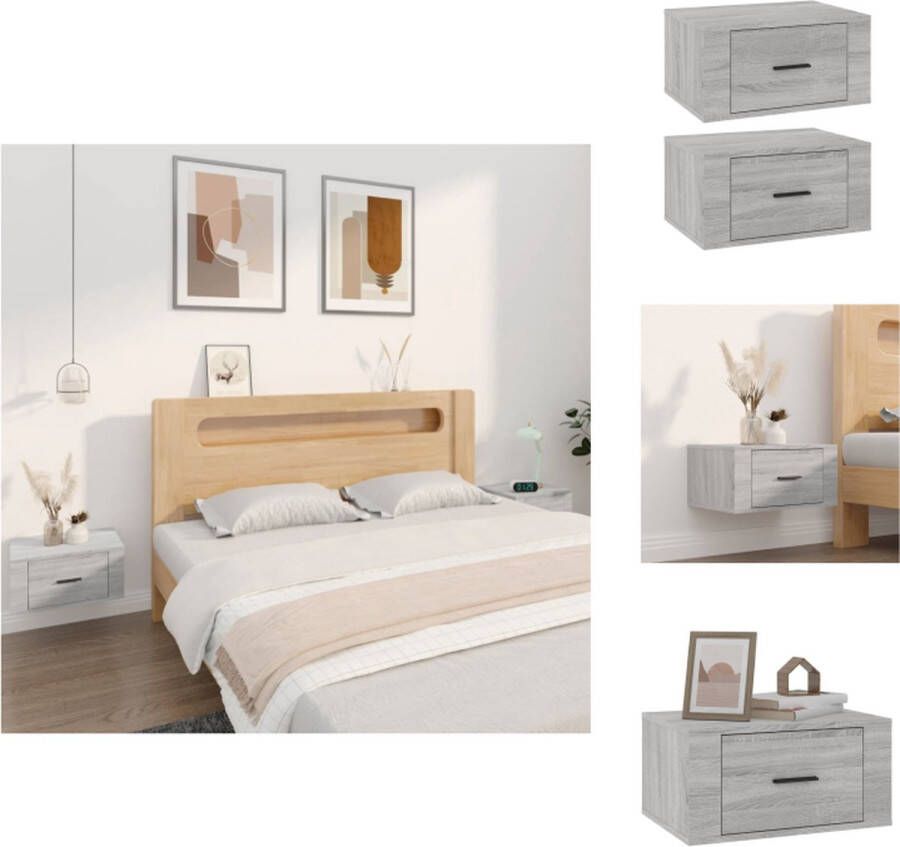 VidaXL Wandnachtkastje Wandnachtkastjes Wandgemonteerd Nachtkastje Wandgemonteerd Bedkastje Nachtkastjes 2 st wandgemonteerd 50x36x25 cm grijs sonoma eiken