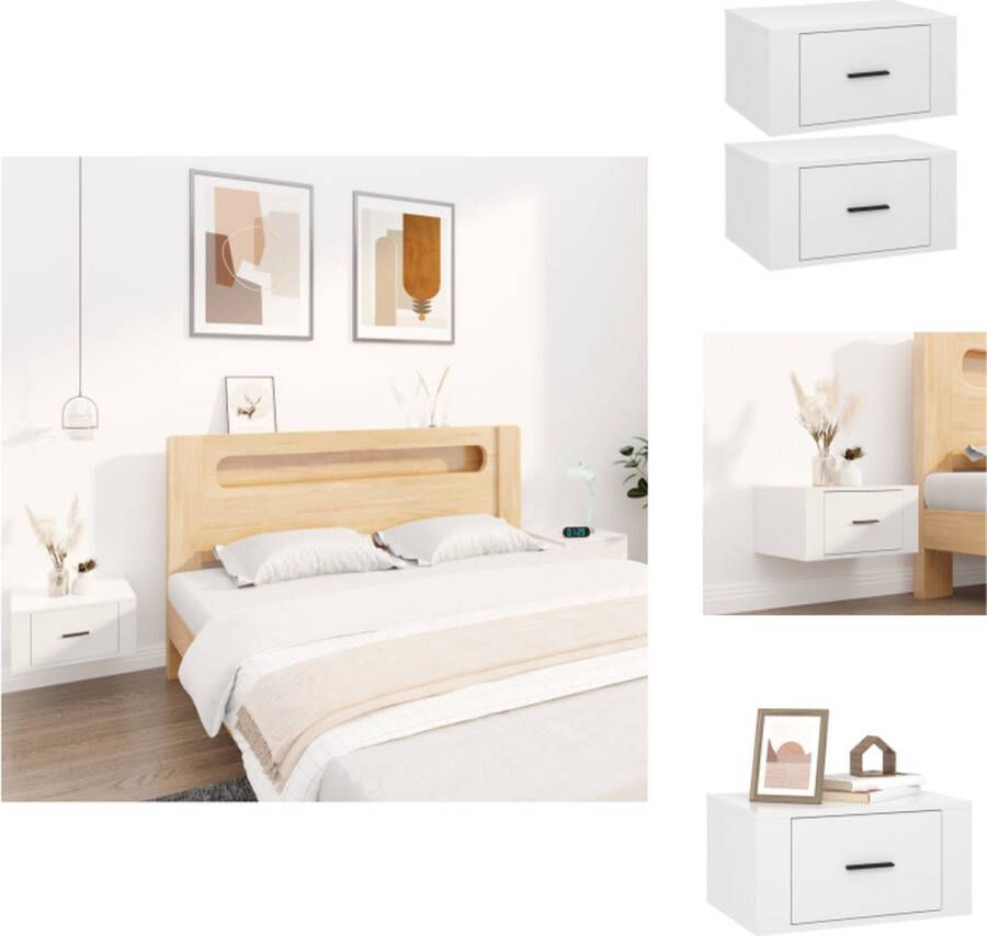 VidaXL Wandnachtkastje Wandnachtkastjes Wandgemonteerd Nachtkastje Wandgemonteerd Bedkastje Nachtkastjes 2 st wandgemonteerd 50x36x25 cm hoogglans wit