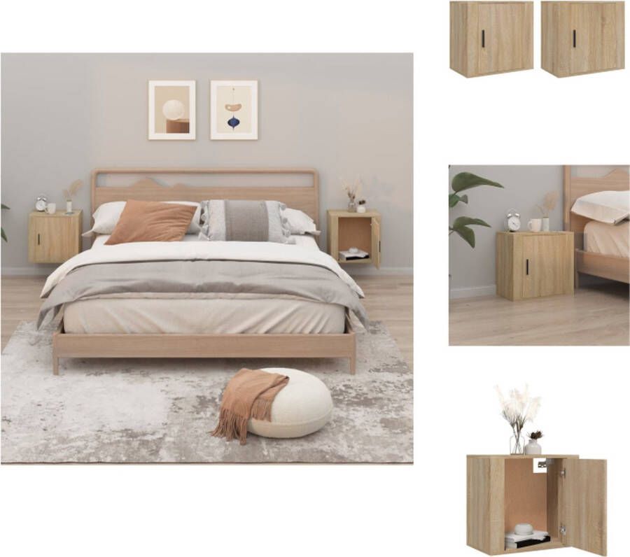 VidaXL Wandnachtkastje Wandnachtkastjes Wandgemonteerd Nachtkastje Wandgemonteerd Bedkastje Nachtkastjes 2 st wandgemonteerd 50x30x47 cm sonoma eikenkleur