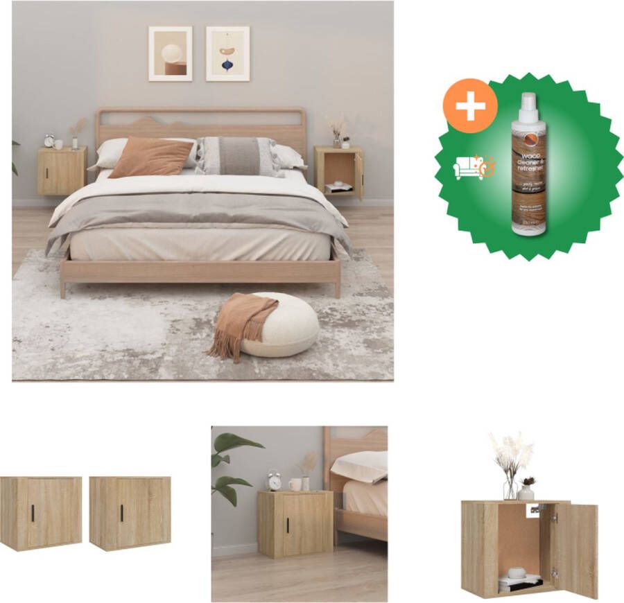 VidaXL Zwevende Wandnachtkastjes Sonoma Eiken 50 x 30 x 47 cm Duurzaam materiaal Kast Inclusief Houtreiniger en verfrisser