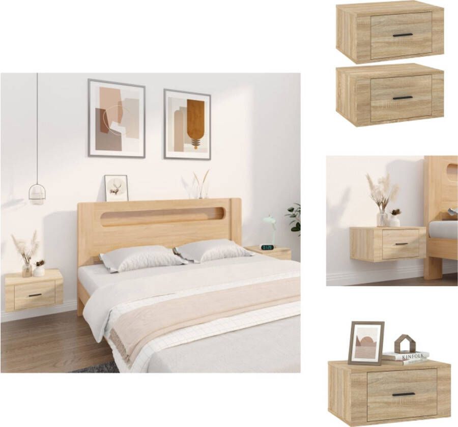 VidaXL Wandnachtkastje Wandnachtkastjes Wandgemonteerd Nachtkastje Wandgemonteerd Bedkastje Nachtkastjes 2 st wandgemonteerd 50x36x25 cm sonoma eikenkleur