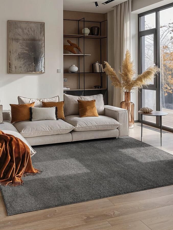 VIDI -Barletta Vloerkleed 160 X 230 CM Tapijt Hoogwaardige kwaliteit -Indoor vloerbekleding Special Edition Hoogpolig vloerkleed Donkergrijs