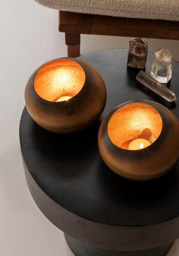 VIDI Cuore Di Vaniglia Set van 2 Waxinelichthouders Kaarshouders Zilver Goud -Theelichthouders Kandelaars Tafel Decoratie Woonkamer Theelichtjes Kaarsen