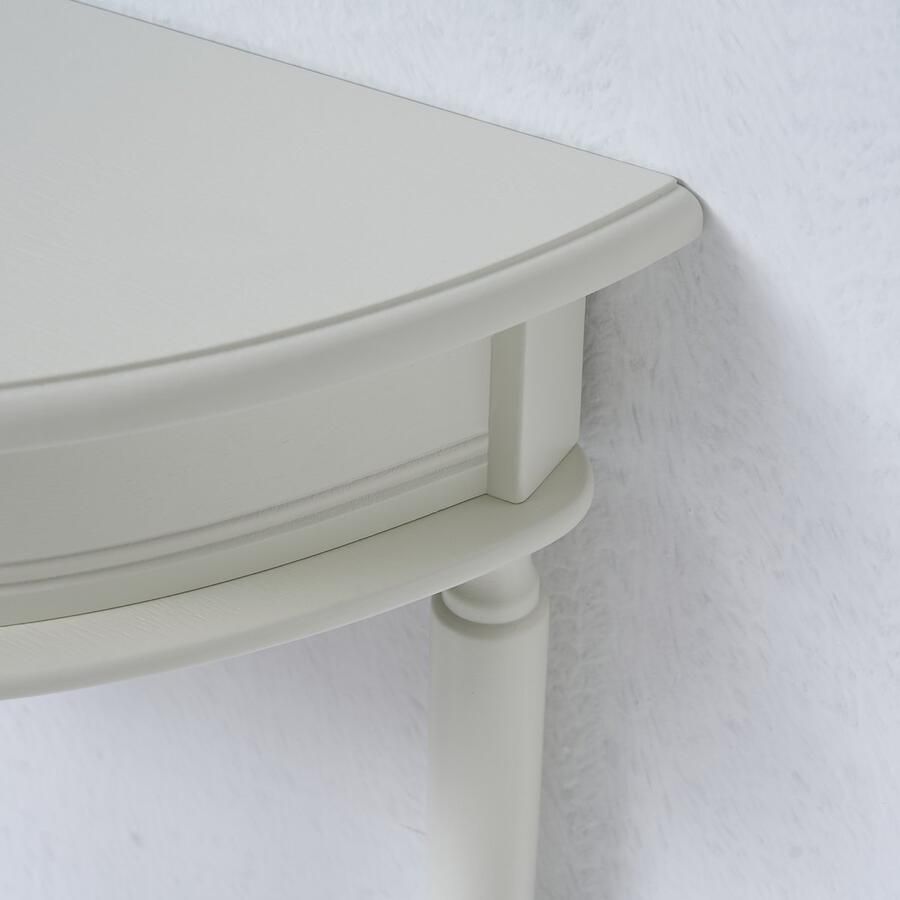 VIDI Halvø Wandtafel Bijzettafel Bijzettafeltjes Woonkamer Halfrond Haltafel 68.5 x 25.5 x 71 cm Hout Wit - Foto 2