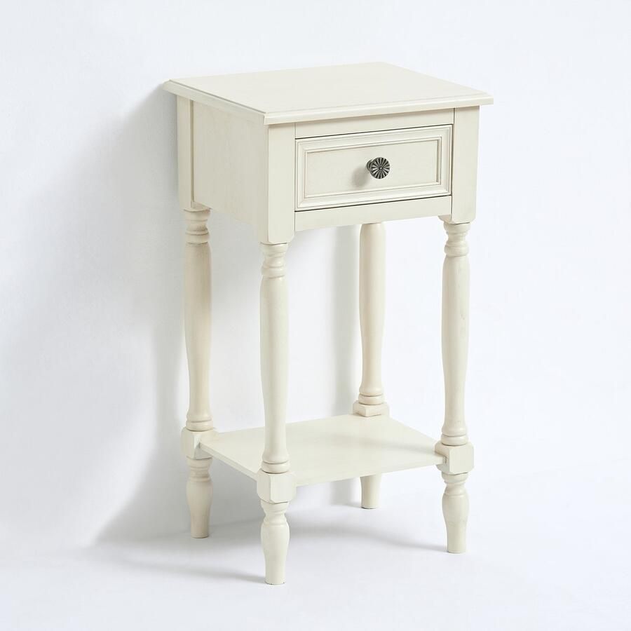 VIDI Marn Bijzettafel Nachtkastje Met Lade Nachtkast Hout Kast Kastje Bijzettafel voor Slaapkamer Woonkamer 35.5 x 30 x 66 cm Hout Gebroken Wit - Foto 2