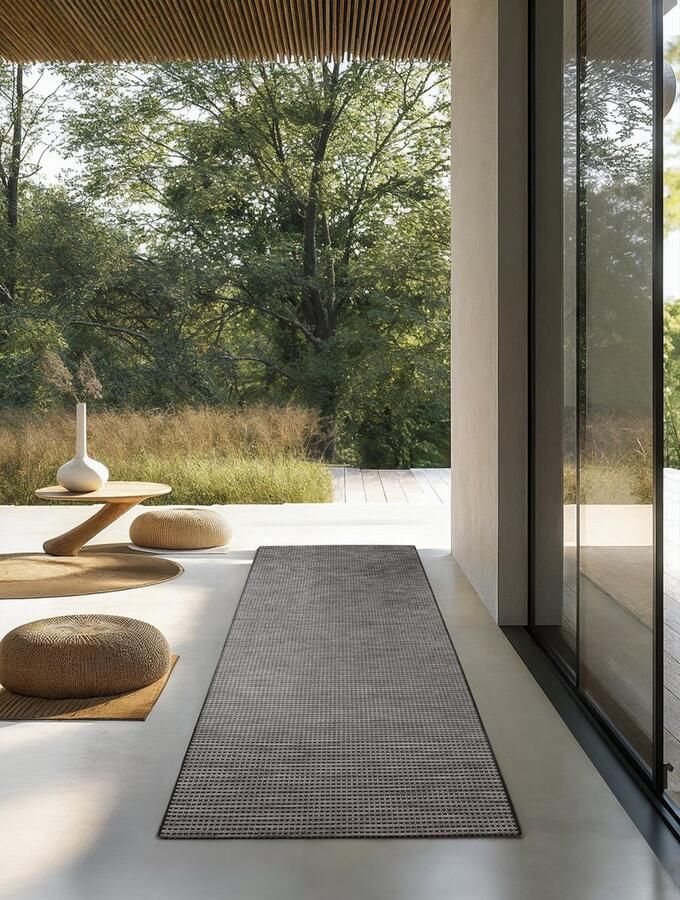 VIDI -Perugia Vloerkleed 80 X 200 CM Tapijt Hoogwaardige kwaliteit Outdoor vloerbekleding Special Edition Laagpolige vloerkleed Grijs Wit Zwart