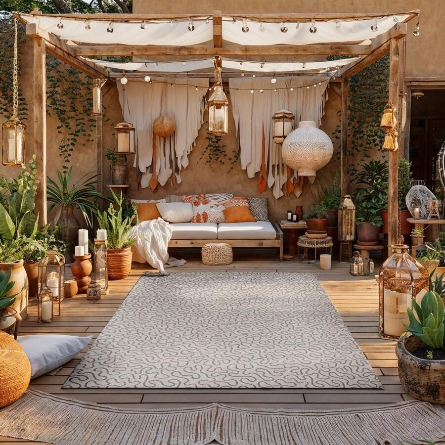 VIDI -Pordenone Vloerkleed 160 X 230 CM Tapijt Hoogwaardige kwaliteit Outdoor vloerbekleding Special Edition Laagpolige vloerkleed Wit Beige