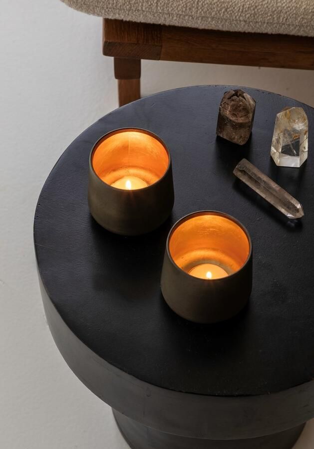 VIDI Tesoro Del Mare Set van 2 Waxinelichthouders Kaarshouders Zilver Goud -Theelichthouders Kandelaars Tafel Decoratie Woonkamer Theelichtjes Kaarsen