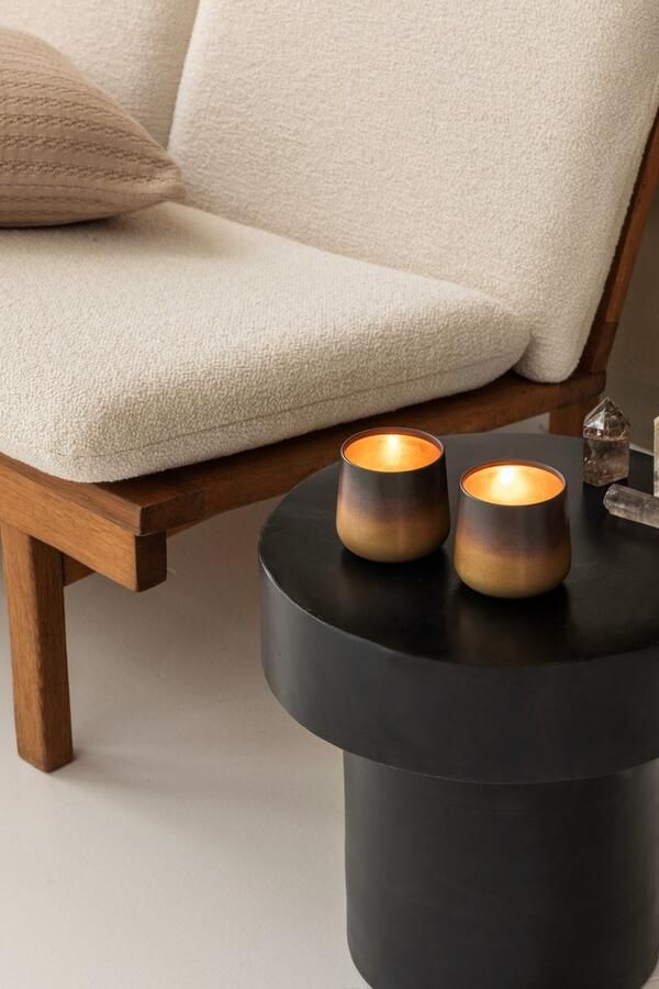 VIDI Tesoro Del Mare Set van 2 Waxinelichthouders Kaarshouders Zwart Goud -Theelichthouders Kandelaars Tafel Decoratie Woonkamer Theelichtjes Kaarsen