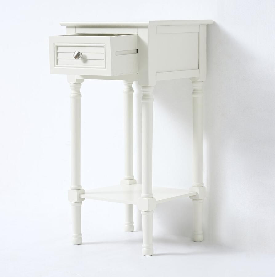 VIDI Vika Bijzettafel Nachtkastje Met Lade Nachtkast Hout Kast Kastje Bijzettafel voor Slaapkamer Woonkamer 36 x 34 x 72 cm Hout Wit