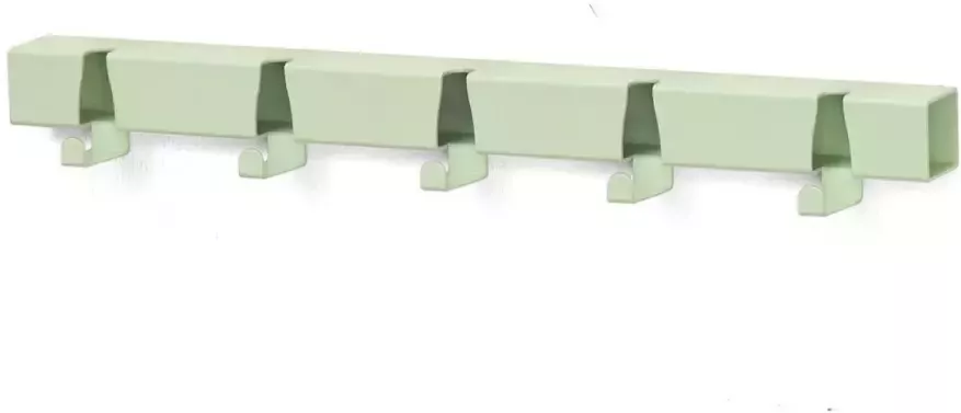 Vij5 Coatrack By The Meter metalen design kapstok met 5 haken RAL6019 mint-groen - Foto 2