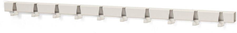 Vij5 Witte metalen wandkapstok tien haken 100 cm. Industrieel kapstok uit buis 3D gelaserd kapstok & Maarten Baptist. Ophanghaken voor keuken badkamer slaapkamer smalle hal