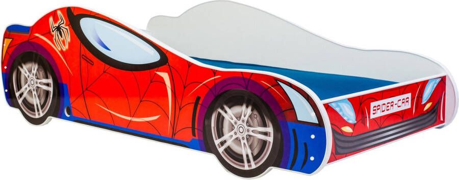 Viking Choice Kinderbed spiderman autobed 140x70cm met matras rood blauw