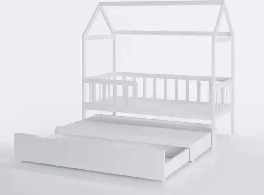 Viking Choice Bedhuis Peuterbed 160x80 cm Wit Houten Kinderbed met Bedlade & Logeerbed - Foto 2