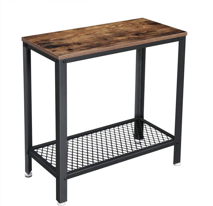 Viking Choice Bijzettafel industrieel met roosterplank 60x30x60 cm bruin zwart