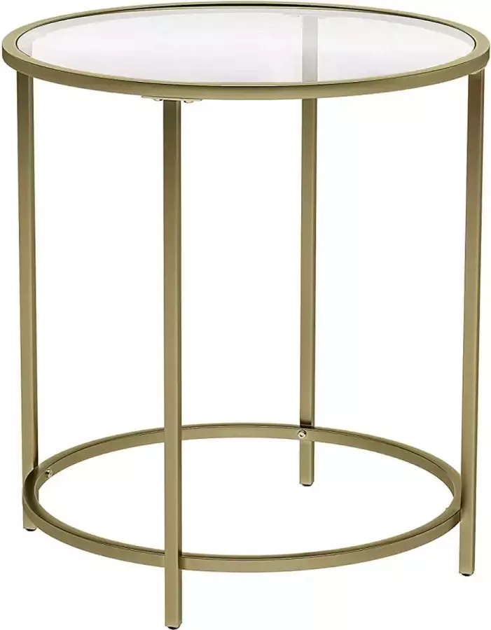 Viking Choice Bijzettafel rond goud nachtkastje kleine salontafel 50 x 50 x 55 cm