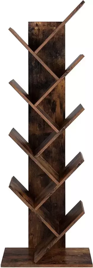Viking Choice Boekenkast staande plank met 8 niveaus in boomvorm vintage donkerbruin