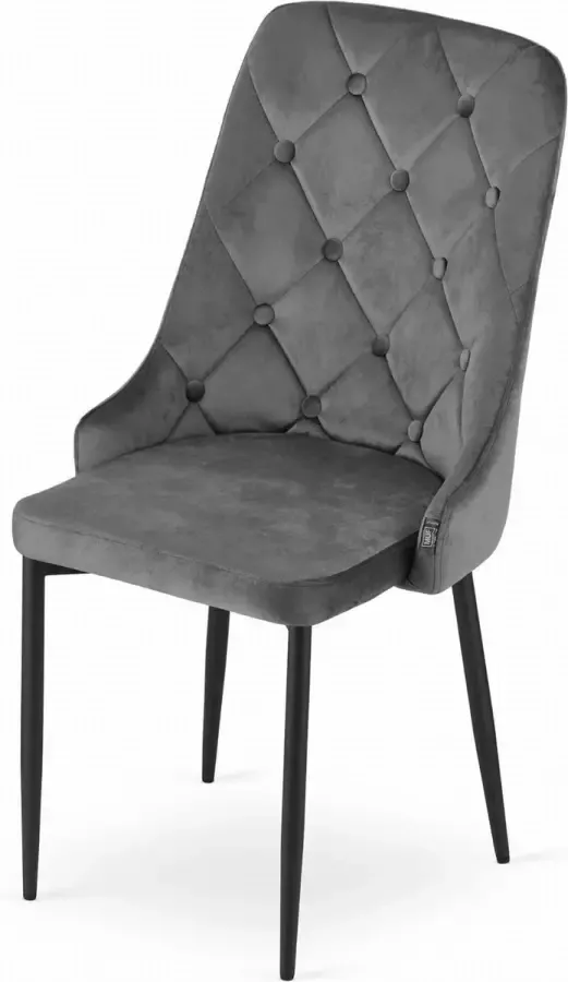 Viking Choice CAPRI Velvet eetkamerstoel set van 4 eettafel stoelen grijs