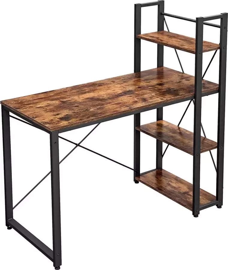 Viking Choice Computerbureau vintage 120 cm met legplanken bruin-zwart