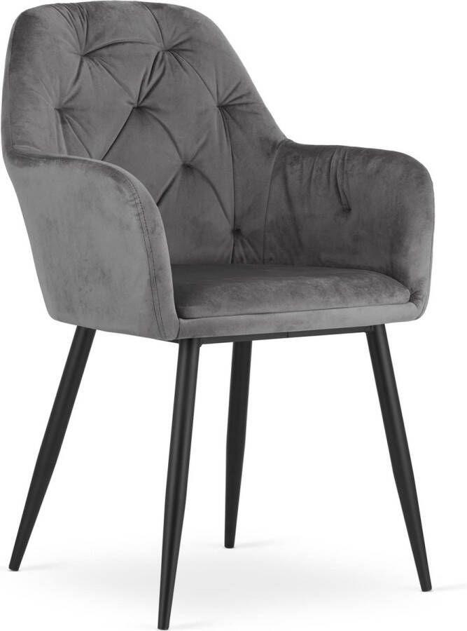 Viking Choice DAKAR Velvet eetkamerstoel met armleuning grijs