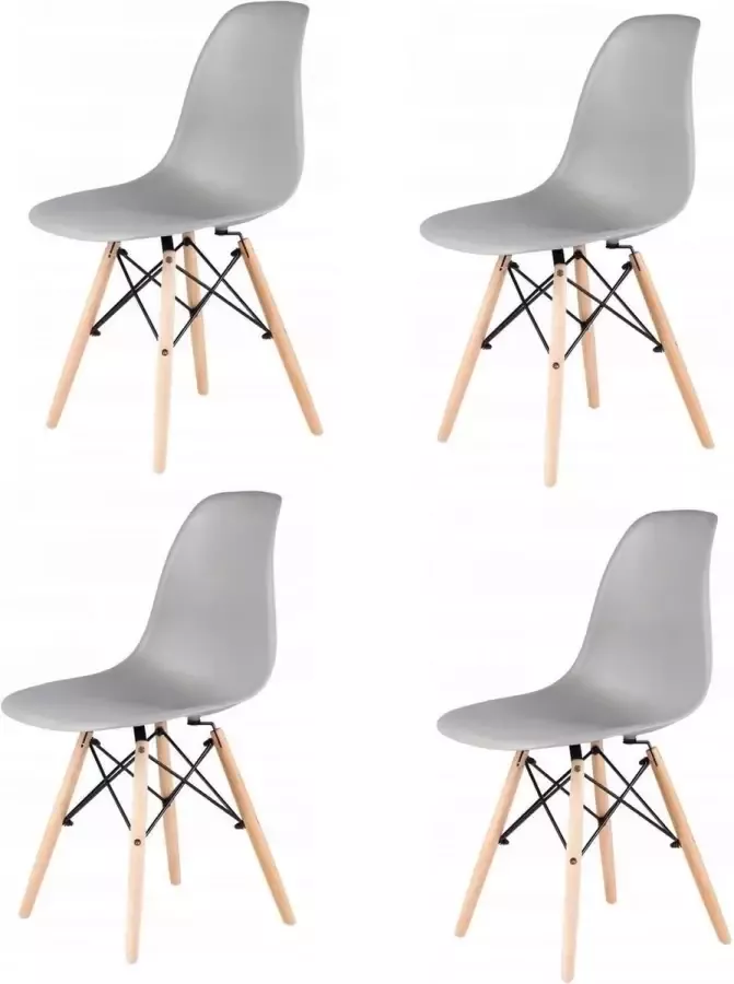 Viking Choice Eetkamer stoelen set van 4 eettafel stoelen hout & kunststof zitting grijs