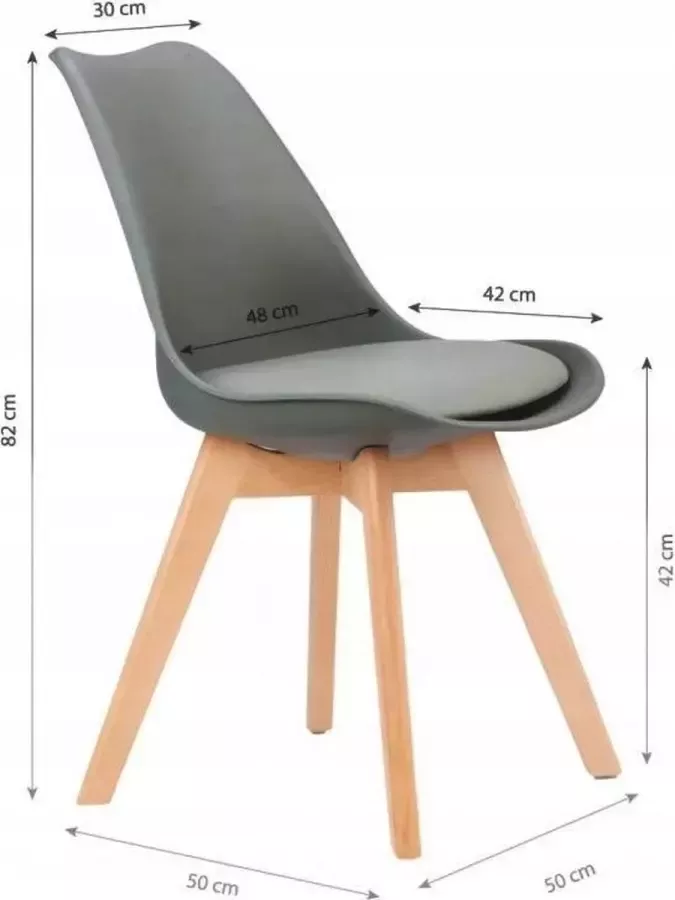 Viking Choice Eetkamer stoelen set van 4 stuks Scandinavisch design grijs met kussens