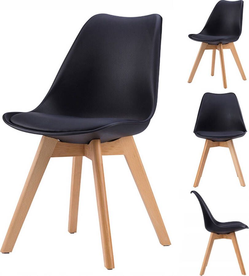Viking Choice Eetkamerstoelen 4 keukenstoelen max 120 kg zwart