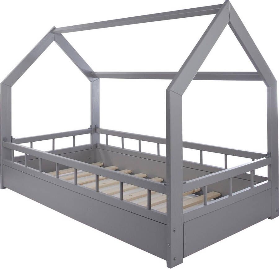 Viking Choice Huisbed 160x80 cm met hekje grijs