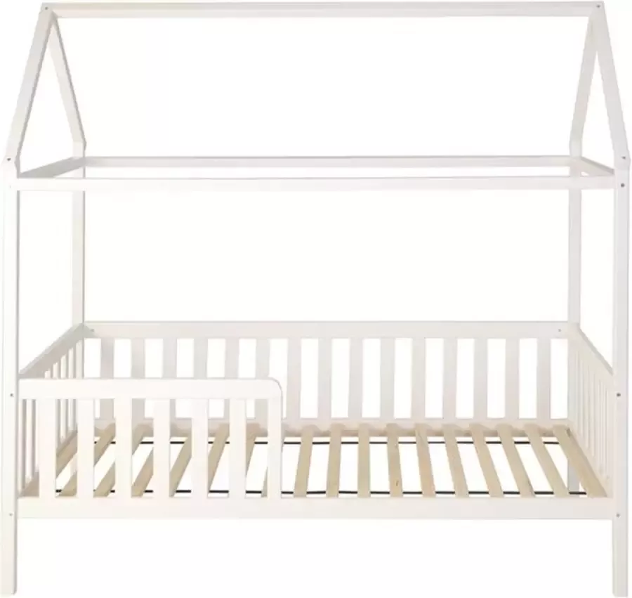 Viking Choice Huisbed huisje houten kinderbed met hek 200 x 90 cm wit