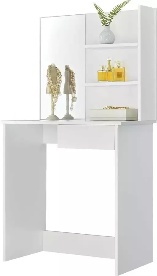 Viking Choice Kaptafel met spiegel en opbergschappen wit 75x40x141 cm