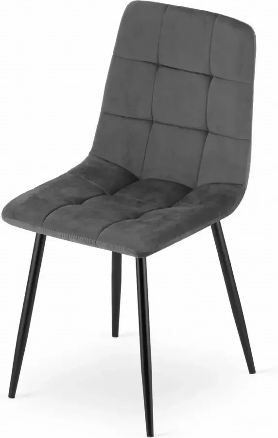 Viking Choice KARA Velvet eetkamerstoel donkergrijs set van 4 eetstoelen