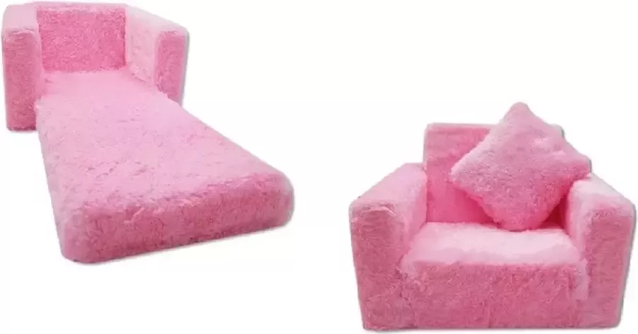 Viking Choice Kinder Slaapbank en logeerbed in één 100cm x 36cm x 25cm roze pluche