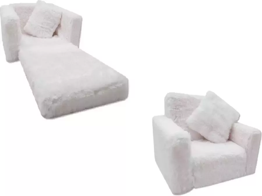 Viking Choice Kinder Slaapbank en logeerbed in één 100cm x 36cm x 25cm wit pluche