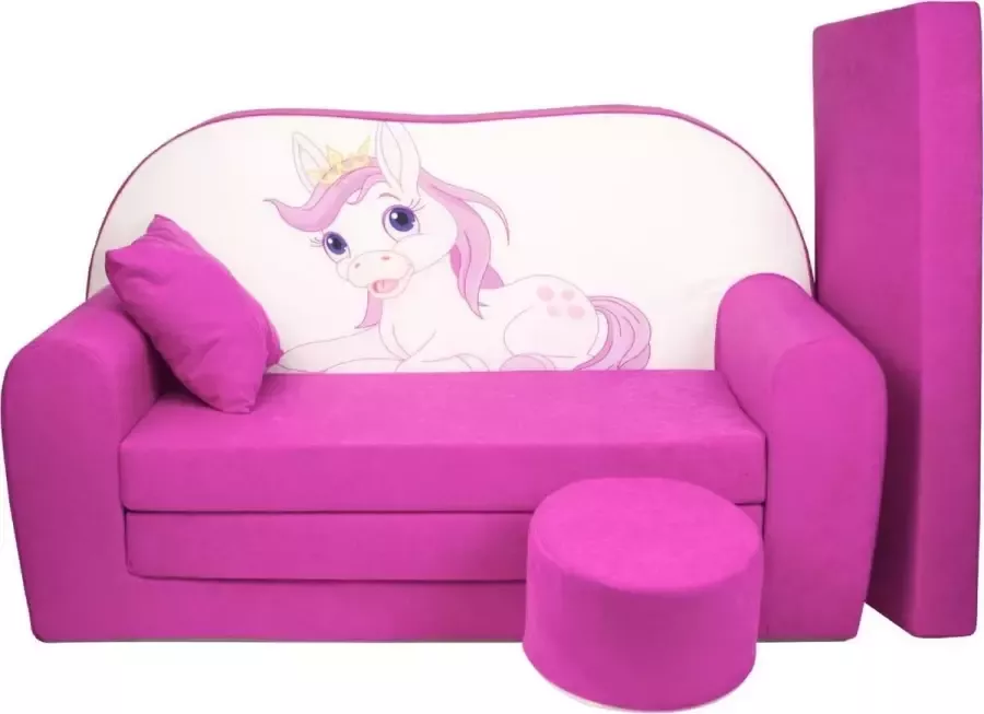 Viking Choice Kinder slaapbank set logeermatras sofa 170 x 100 x 8 slaapbank roze dierenprint
